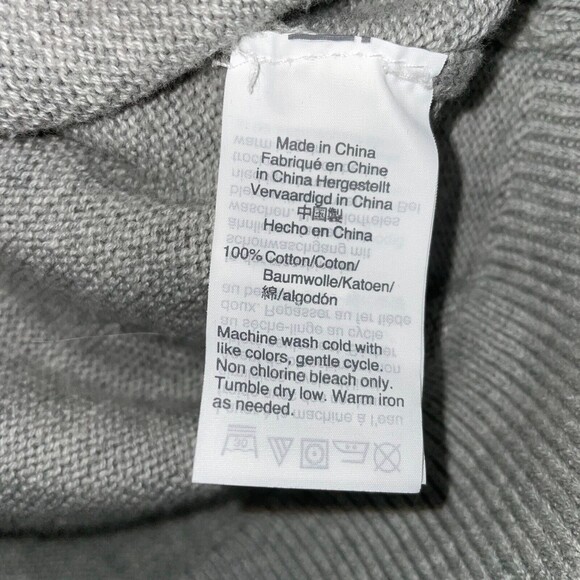 J. Crew Grey Ruffle Long Sleeve Pullover Sweater Cotton Crewneck Knit Women's M - Picture 6 of 7